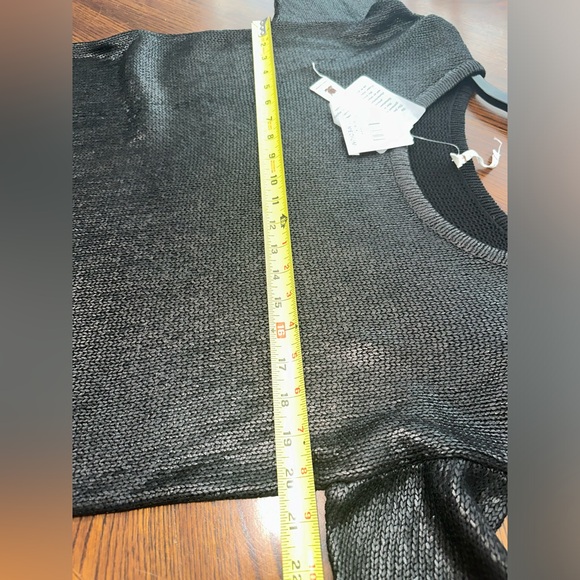 Willow & Clay 3/4 Sleeve Shine Black Scoop Neck Sweater Sz M NWT - Picture 9 of 11